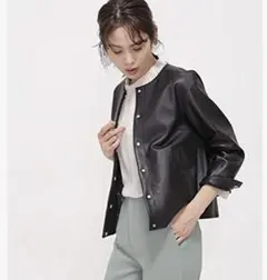 レザーノーカラージャケットのサムネイル