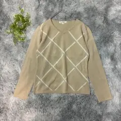 ロートレアモン 3 ニット セーター アーガイル柄 ベージュ 通勤 レーヨン混