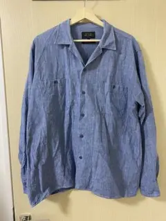 BEAMS PLUS シャンブレー ミリタリーオープンカラーシャツ