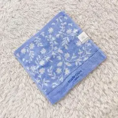 marie claire マリクレール ミニ タオルハンカチ ブルー リーフ柄のサムネイル