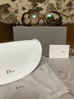 Christian Dior アンティーク調ブラウン スクエア型メガネケース付き