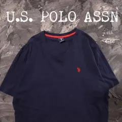 U.S. POLO ASSN. Tシャツ 刺繍ロゴ　Ｖネック　ネイビー