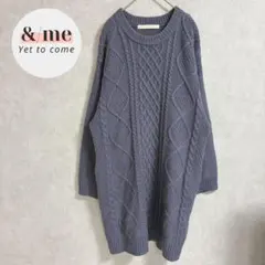 レイカズン　ひざ丈ニットワンピース　ドロップショルダー　ポケット　パープル