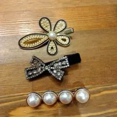 新品　花・リボン・パールデザイン ヘアピン 3個セット