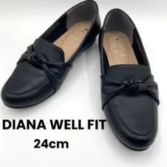 DIANA WELL FIT スリッポン ローファー ブラック リボン24