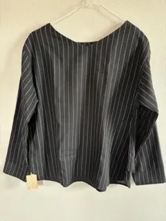 studio CLIP ストライプ柄 長袖ブラウス ブラックのサムネイル