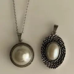 アクリルパール　ペンダントトップ　パールチャーム　日本製ヴィンテージパール　2個