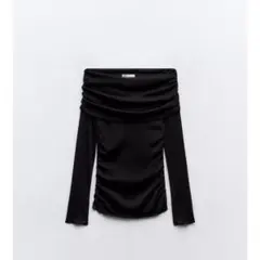 ZARA　ギャザーセミシアーコットントップス