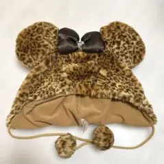 ディズニー　ミニーマウス　ファンキャップ　ブラウン　ヒョウ柄