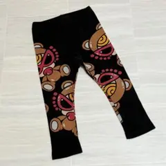 ヒステリックミニ «90» ブラウンテディー 総柄 レギンス 黒