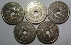 デンマーク硬貨【1クローネ5枚(1992年)】 約20mm bのサムネイル