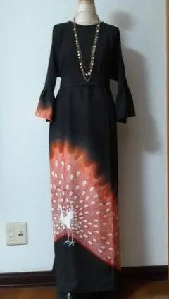 着物リメイクワンピース留袖ドレス孔雀