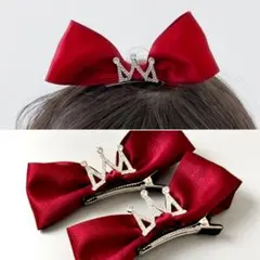 新品 王冠付きリボン 女の子 ティアラ ヘアクリップ ヘアゴム ヘアアクセサリー