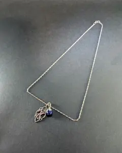 アガット　シルバー925 イニシャルネックレス　ラピスラズリ