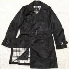 美品 バーバリー トレンチコート ライナー ロング丈 メガチェック 38 黒 美品 バーバリー トレンチコート ダブル ライナー ノバチェック