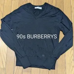 な*;様 90s Burberrys 薄手Vネックセーター ブラック 38
