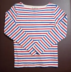 BEAMS HEART 赤青ストライプ 長袖Tシャツ