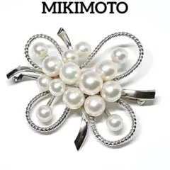 美品✨MIKIMOTOミキモト アコヤパール　ブローチ　15球　フラワー　リボン