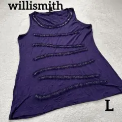 willismith ウィリスミス ビーズ装飾 タンクトップ パープル L
