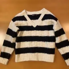 M&S Vネックボーダーニットセーター Sサイズ