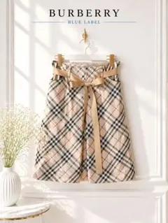 美品 バーバリーブルーレーベル ノバチェック リボン付きスカート 38