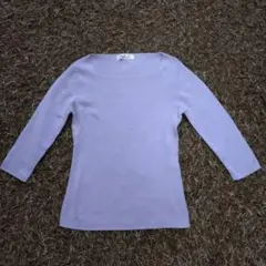 a.v.v スクエアネック 薄手ニット ラベンダー 綿100% 3/4袖