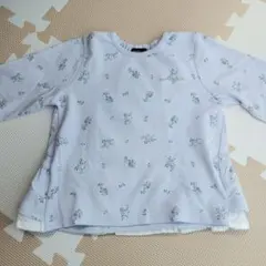 プティマイン　オーガニックコットンTシャツ　80 長袖　バックフリル