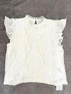 ホワイト レース ノースリーブブラウス