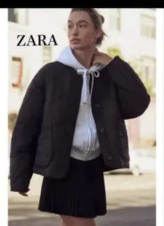 ZARA 新品　ウォーターレペレント　パフジャケット　XS ブラック