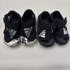 adidas キッズサンダル ブラック 迷彩柄