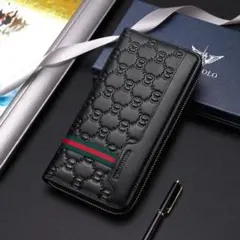 エンボスロゴ ブラック長財布