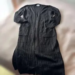 PINK ROSE 黒 レース編み カーディガン L