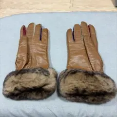 【先取美品】Gala Gloves 高級イタリア製 レザー ファー カシミア手袋