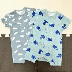 ジンベエザメ クジラ柄 ロンパース 2枚セット