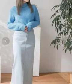 URBAN RESEARCH ニットトップス 水色 長袖 透かし編み