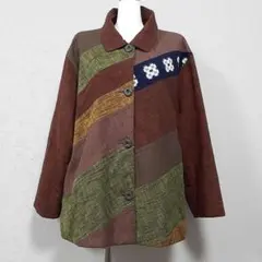 儀右ヱ門 ギエモン 久留米絣 日本製 ジャケットコート 儀右ヱ門 ギエモン ぎえもん 久留米絣 パッチワークジャケット