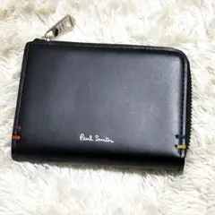 美品 Paul Smith ハイライトステッチ レザー コインケース ブラック
