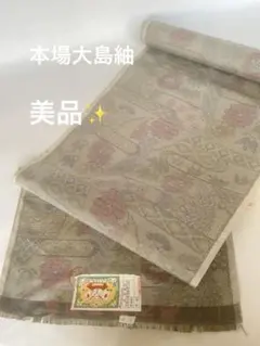 【本場大島紬 】正絹 反物 新品未使用 伝統工芸品 お洒落着物 リメイク等のサムネイル