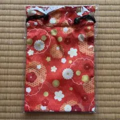 赤色 花柄 巾着袋　和柄　未開封