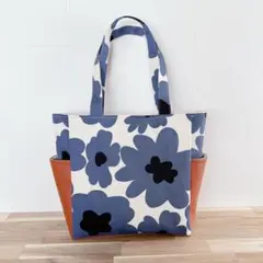 A4対応 花柄トート 合皮 自立 大容量