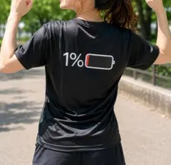 1% バッテリーデザイン Tシャツ ブラック速乾　M　L XL　バックプリント