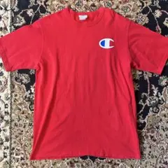 Champion チャンピオンレッド Tシャツ XL 赤　古着　デカ目　目あり