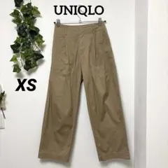 【ユニクロ】UNIQLO ワイドパンツ タック ベージュ レディース XS相当