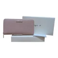 未使用】アニエスベー サフィアーノ ロゴプレート 長財布 ブラック