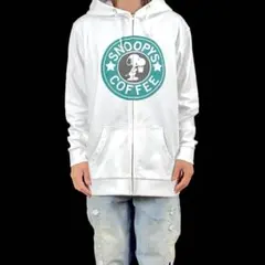 新品 スヌーピー ピーナッツ スタバ パロディ ジップアップ ビッグ パーカー