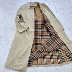 美品 BURBERRY ロング ステンカラーコート ノバチェック ウールライナー