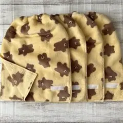 おりこうタオル おりこうエプロン くま柄 ゴム紐タイプ 二重 4枚セット