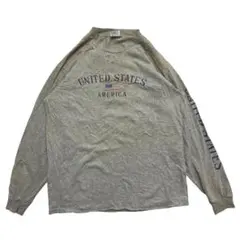 90s- デルタ 星条旗 袖プリント ロンT 長袖Tシャツ メンズL相当 グレーのサムネイル