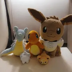 【豪華5体セット】ポケモン ぬいぐるみ まとめ売り　イーブイ　ラプラス　ヒトカゲ