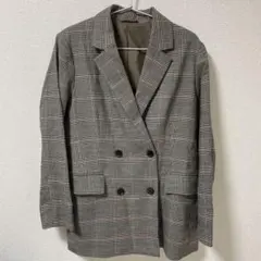 GU チェック柄 ダブルブレストジャケット